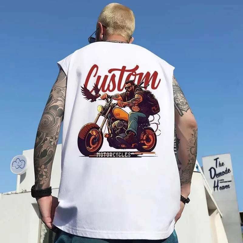 Glitchcore Aesthetic drop – Summer Japanese Anime Motorcycle Mens Printed Sleeveless T S