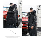 Korean Style Winter Long Parka Coat Men Woman Down Jacket Clothing Hooded Fur Collar Thicken Warm Leisure Lovers Overcoat