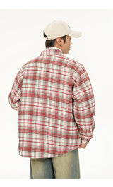 Autumn Winter Men Streetwear Fashion Loose Casual Oversize Plaid Cotton-padded Shirt Style Parkas Jacket Campus Couple Coat
