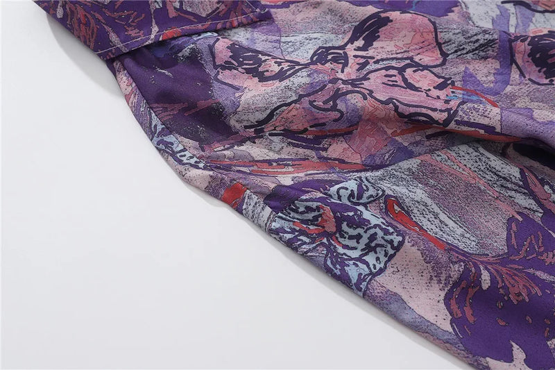 Dark Icon Full Printing Oversized Men's Blouse Turn-down Collar Shirts for Men Long Sleeve