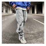 fashion denim straight pants hip hop jeans with zipper streetwear trousers new summer casual joggers men designer jeans for men unique joggers style 1156