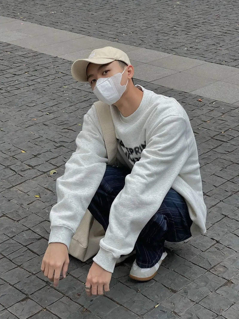 Korean Street Half Turtleneck Sweatshirt Men Autumn Winter New Stylethickened Bottoming Shirt with Trendy Brand INS Hooded Top