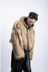 Integrated Fur Leather Men Cotton Jackets Thickened American High Street Motorcycle PU Leather Parkas Winter Couple Punk Outwear