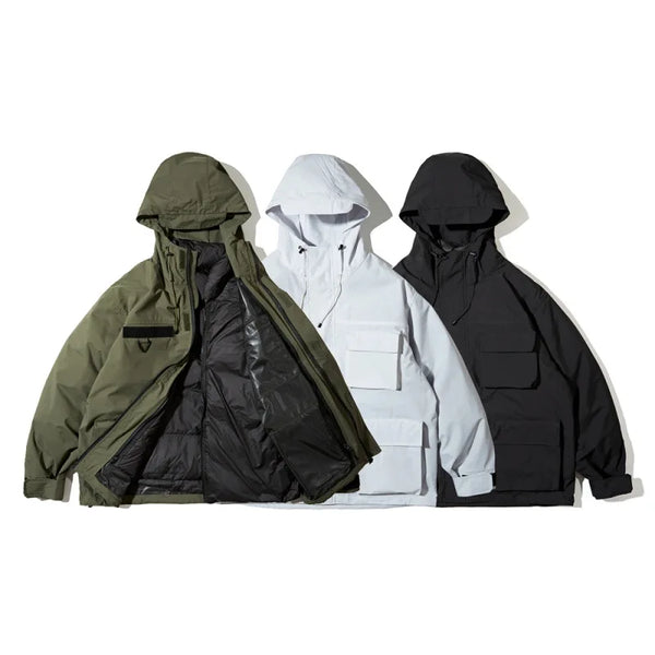 Men's Cargo Down Jackets Windbreaker 2023 Winter Outdoor 90% White Duck Down Jacket Warm Coat For Men Thick Outwear Streetwear
