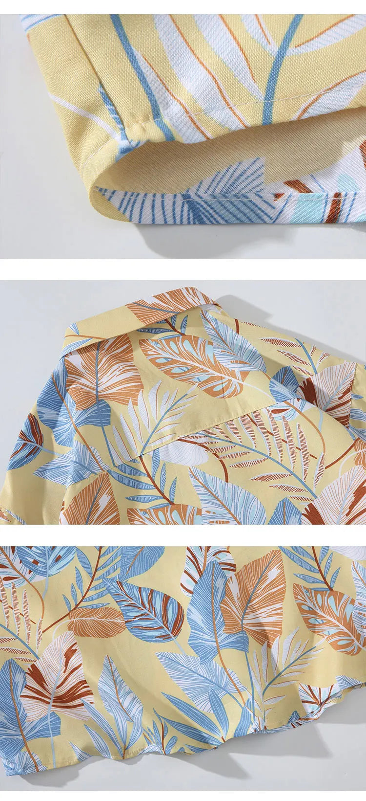 Leaf Pattern Short Sleeve Shirt Fashion Hawaiian Shirt Beach Tops Blouse Men Shirts