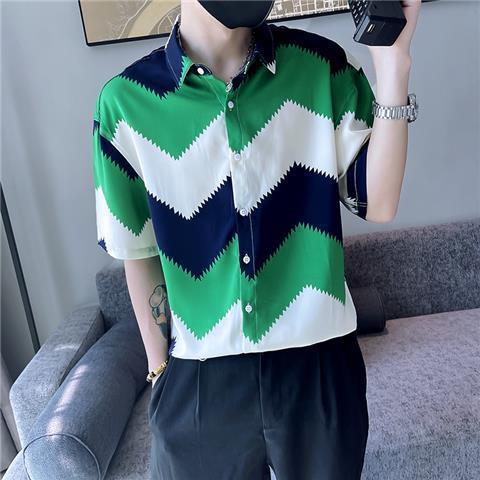 2023 Summer New Light Luxury Fashion Shirt Short-sleeved Men's Tops All-match Men All-match Boutique Clothing Simple Style