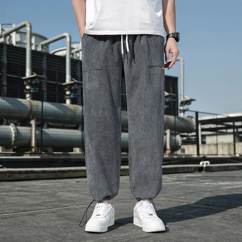 2023 spring and autumn new light luxury fashion men casual pants korean version loose sports all match pants boutique clothing unique default style 3678