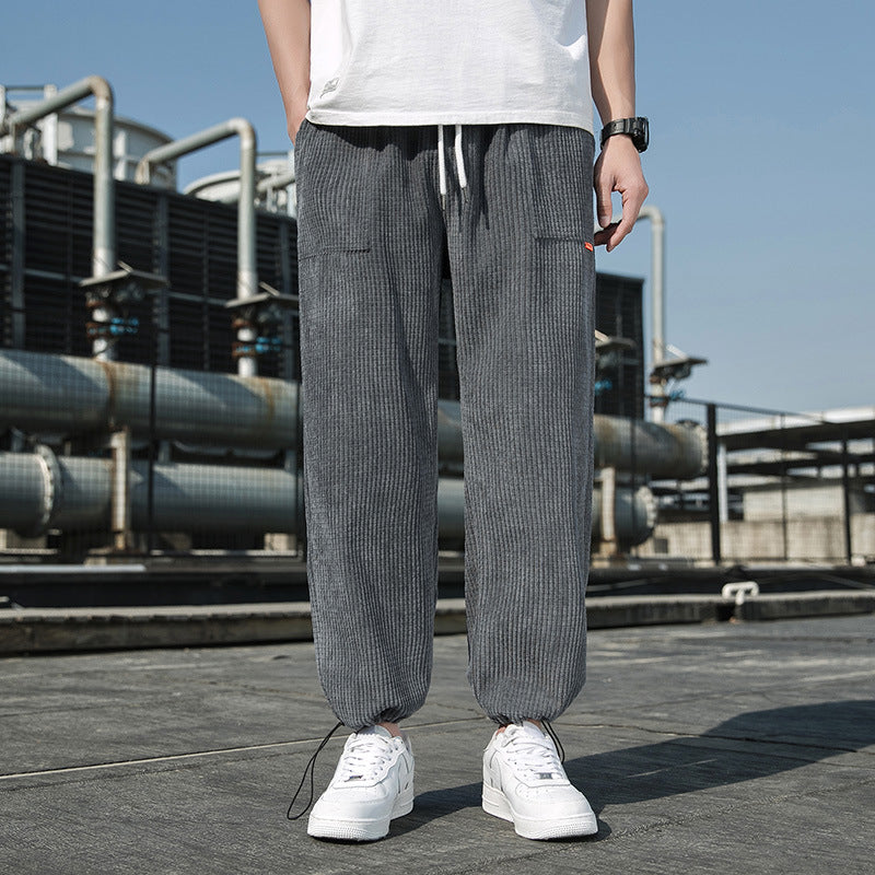 2023 spring and autumn new light luxury fashion men casual pants korean version loose sports all match pants boutique clothing unique default style 3674