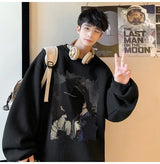 Mens Oversized Love No Watting Letter Graphic Sweatshirts 2025 Korean