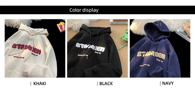 2024 New Letter Printed Hoodies For Men and Women Autumn Y2K Streetwear Hooded Sweatshirts Fleece Vintage Fashion Pocket Hoody