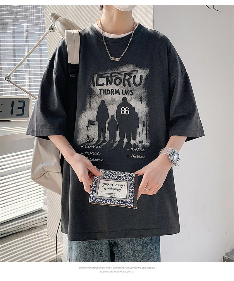 Cyberpunk Chrome print – New Anime Graphic Print Short Sleeve T Shirt For Men Hip Hop