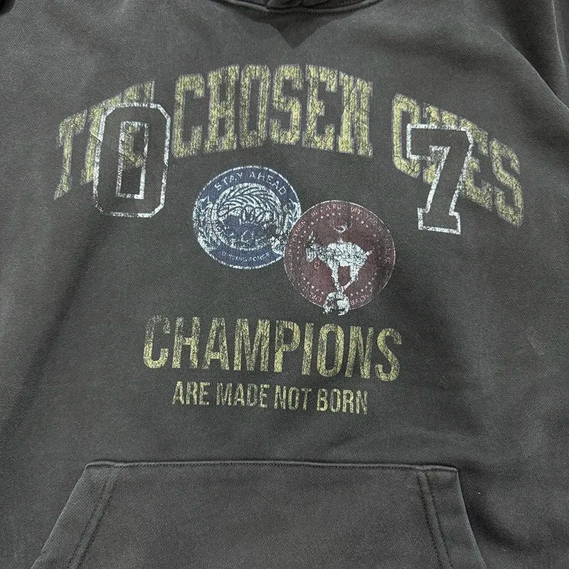Oversized Y2K aesthetic hoodie with graffiti-style print