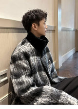 zip-up minimalist jacket, cold-season outfit - comfortable cotton fit with bold prints