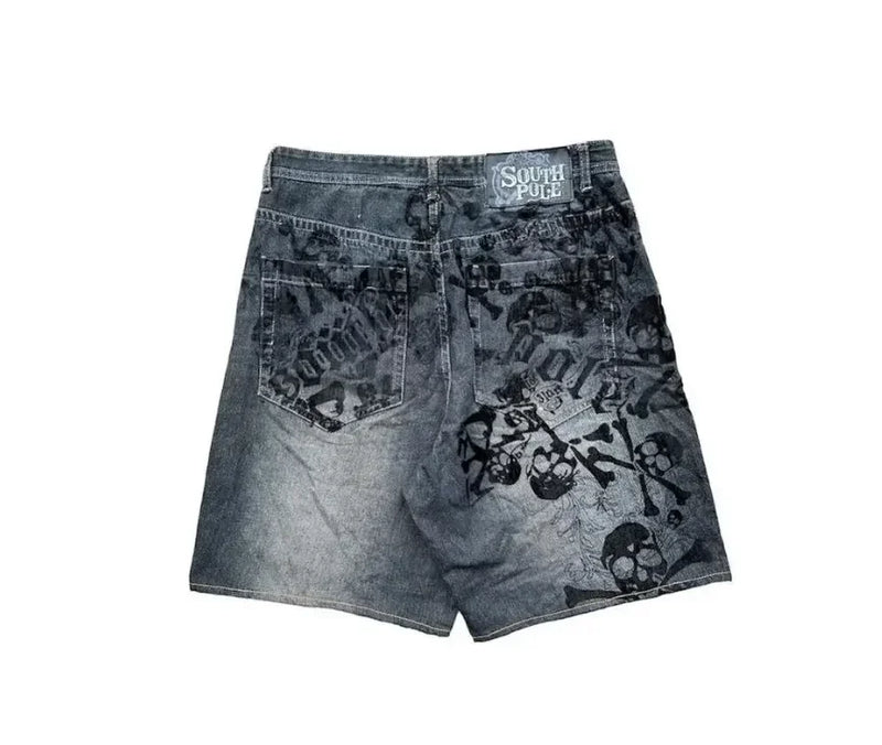 2024 new fashion comfortable versatile Gothic punk cross graphic print design casual denim short for men casual jorts shorts y2k