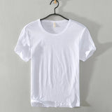 Summer Short Sleeved Men'S Thin Section Casual All Match Loose Cotton Breathable Round Neck Solid Color Bottoming Shirt