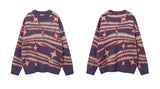 japanese hip hop sweater set men contrast zebra pattern round neck knit top splicing distressed loose jeans 2 pcs harajuku suit unique jeans style 4533
