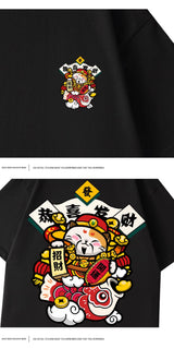 Glitchcore Chrome print – Chinese God Of Wealth Printed T Shirts For Men Creativity