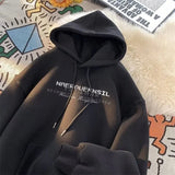 Autumn High Street Letter Printed Hooded Sweatshirt Men Casual Loose Vintage American Style Hoodies Y2K