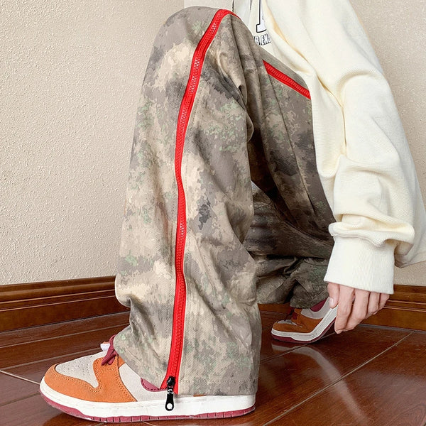 2023 outdoor side zipper camouflage baggy men cargo tracksuit pants overalls hip hop women sport long trousers spodnie dresowe utility cargo pants