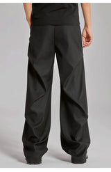 extended length edition wrinkle fashion men streetwear fashion hip hop vibe loose casual straight black suit pant trousers unique default style 1918