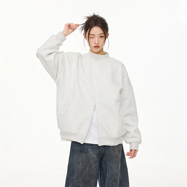 Stand Collar Half Zipper Pullover Casual Sweatshirt Men Women Streetwe