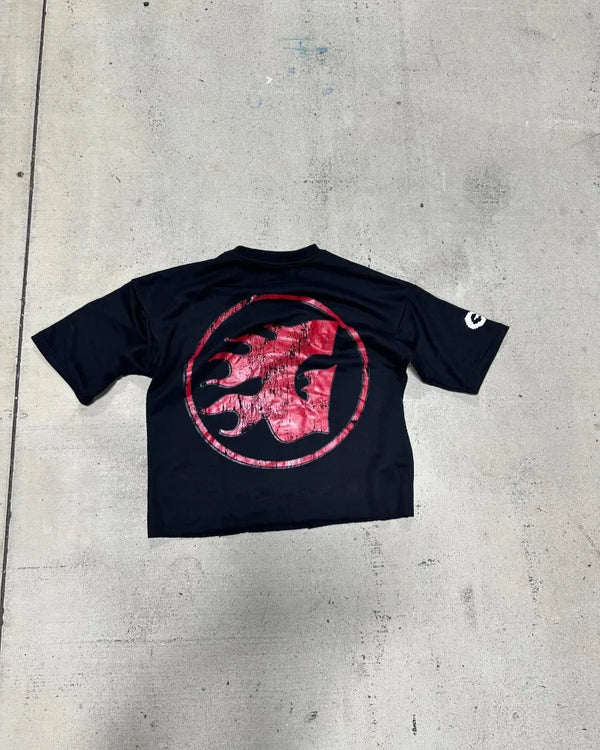 Trapwear Vintage t-shirt – Men Round Neck Short Sleeve Anime Print T Shirt Harajuku Roc