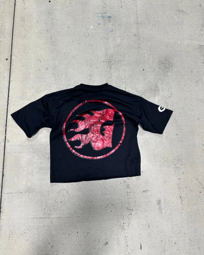 Trapwear Vintage t-shirt – Men Round Neck Short Sleeve Anime Print T Shirt Harajuku Roc