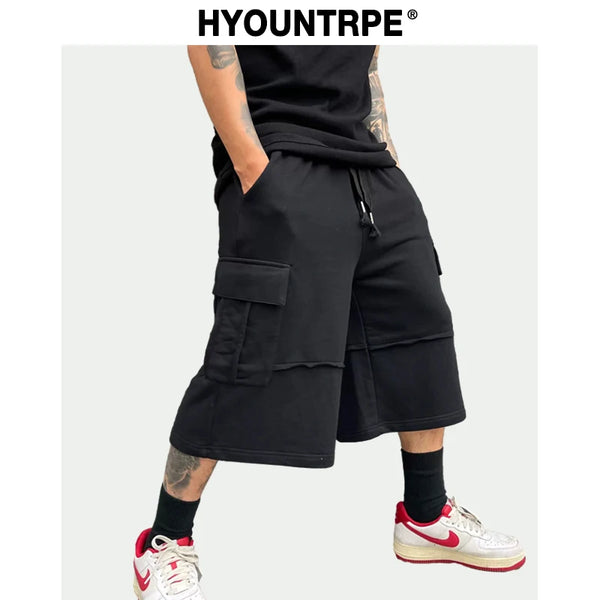 men casual sweatpant elastic waist streetwear track drawstring capris pants new fashion loose trousers hip hop baggy joggers relaxed fit joggers