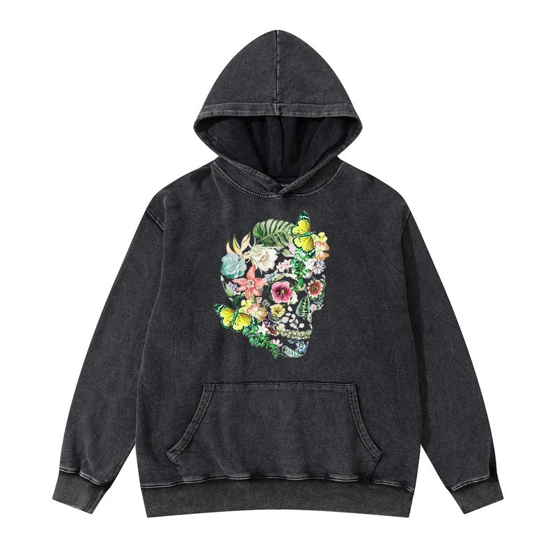 cyberpunk tribal flames featuring rainbowtouches washed hoodie 2022 men fashion autumn hip hop fashion high street skull graphic print unisex essential hoodie