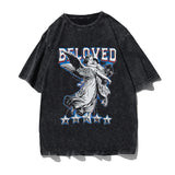 Vaporwave Oversized shirt – Skull Letter Print Gothic Tshirt Punk Streetwear T Shirts Lo