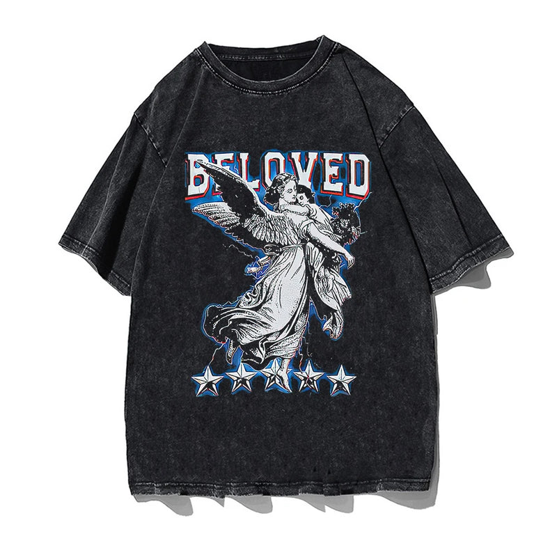 Vaporwave Oversized shirt – Skull Letter Print Gothic Tshirt Punk Streetwear T Shirts Lo