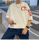 Glitchcore Anime panel – Korean Trendy Letter Printed Short Sleeved T Shirt For Men I