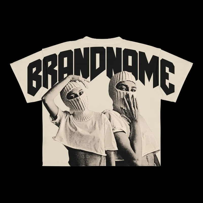 Trapwear Anime panel – New European And American Trendy Gothic Print Oversized T Sh