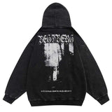 Winter Washed Cotton Hoodies Gothic Letter Print Hooded Vintage Landsc