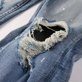 high street printed ripped holes denim jeans mens casual slim fit biker zipper trousers streetwear hip hop jean pants joggers unique joggers style 3462