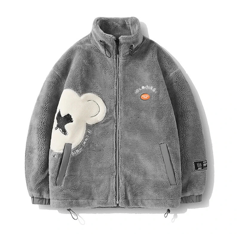 rainbowtouches mens jackets high street fashion cashmere coat autumn and winter loose printing plush for warmth unisex white  - variant style 1af4bc for streetwear fashion