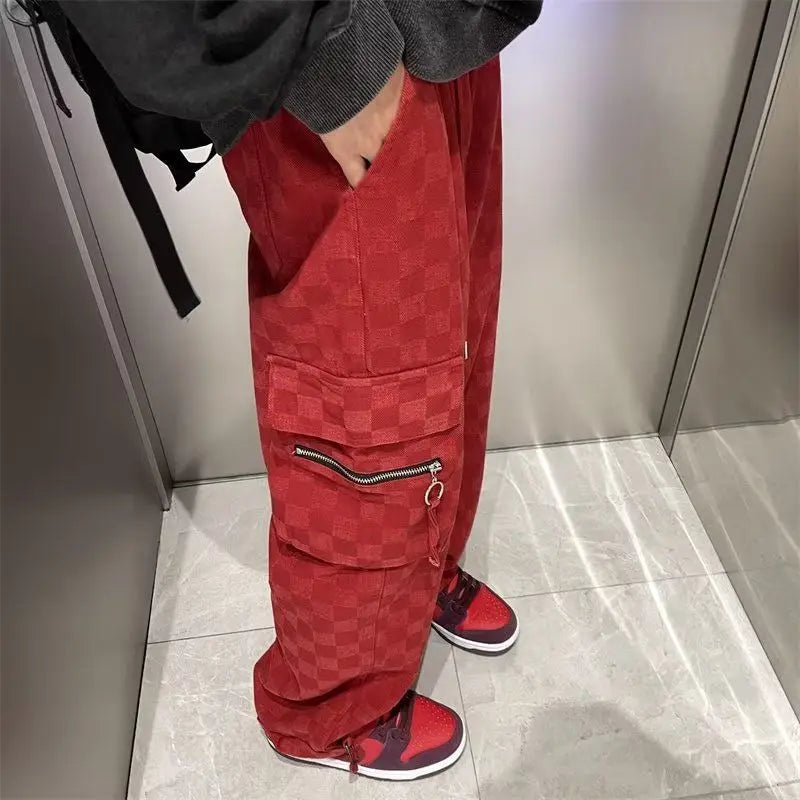 korean street ins overalls men women high street retro personality straight japanese style versatile loose y2k wide leg pants unique default style 3220