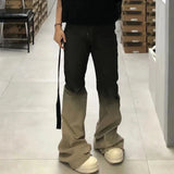 streetwear ro style gradient color baggy stacked baggy flare jeans for men and women straight washed casual denim trousers urban skinny jeans