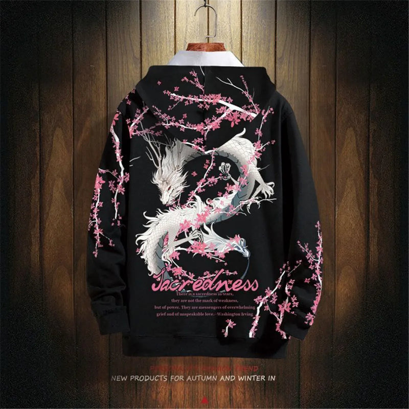 Fashion Hip Hop Dragon Hoodie Streetwear Men Casual Spring Autumn Clot