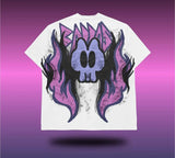 Grunge Y2K T-Shirt – Bleached Effect with Cursed Skull Art