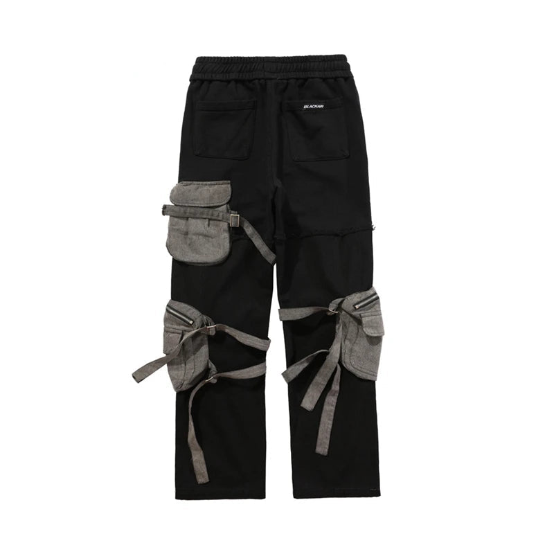 rainbowtouches fashion classic brand mens cargo pants casual color contrast trousers loose straight high street style overalls military streetwear pants