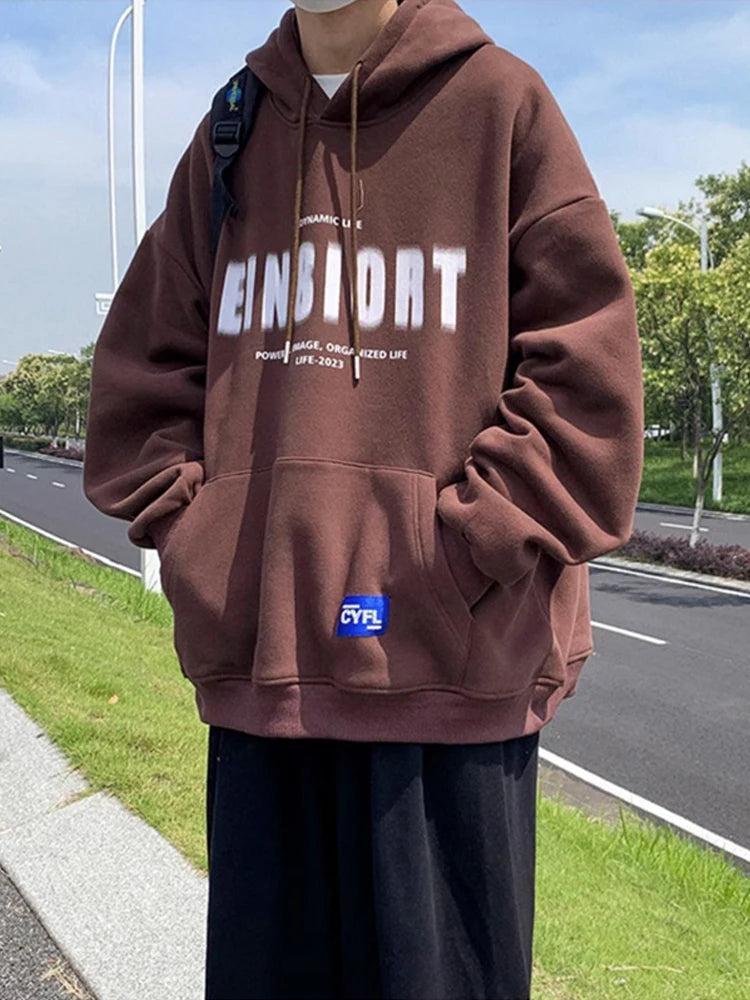 Spring Retro Letter Printed Hoodies Hombre 2024 New Personality Loose