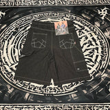 high street embroidery casual over knee summer jeans shorts mens wide leg baggy y2k denim short oversized five point pants unique jeans style 3553