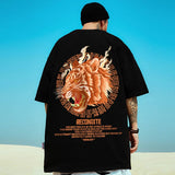 Anime Tribal flames – Mens Summer Tiger Head Print T Shirts 2025 Japanese Oversize