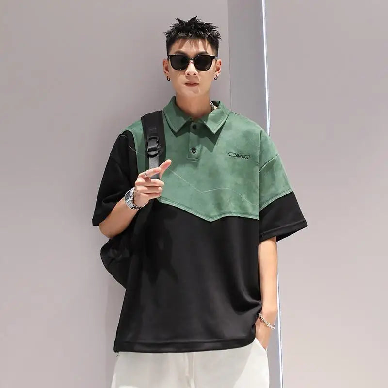 Glitchcore Melting smiley – Summer Street Hip Hop Men And Women Trendy Personality Polo