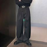 mens casual suit trousers buckle decoration british straight pants streetwear fashion niche commuter pants mens clothing 2024 urban fashion pants