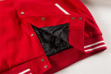 Bold Graphic Varsity Coat with Leather Sleeves – Retro Style