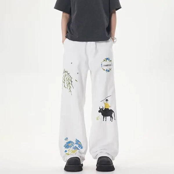 graffiti print straight leg casual pants y2k pants street dance hip hop vintage sports pants for women trendy cool new trousers minimalist street pants