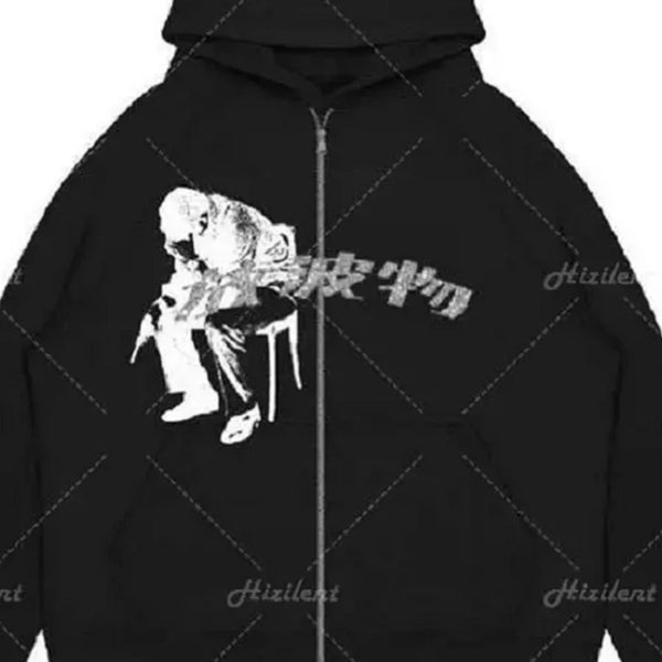 Hip Hop Glitter Graphics Mens Oversized Hoodies Joggers Y2K Aesthetic