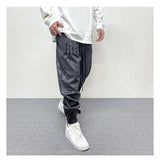 hip hop loose fit elastic waist pants fashion paisy ankle pants mens casual letter embroidery drewstring sportwear pants joggers unique joggers style 3530